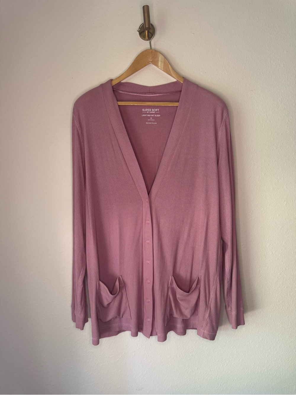 Torrid Super Soft Light Rib Knit Sleep Cardigan Dusty Mauve Plus Size 2 (2X)